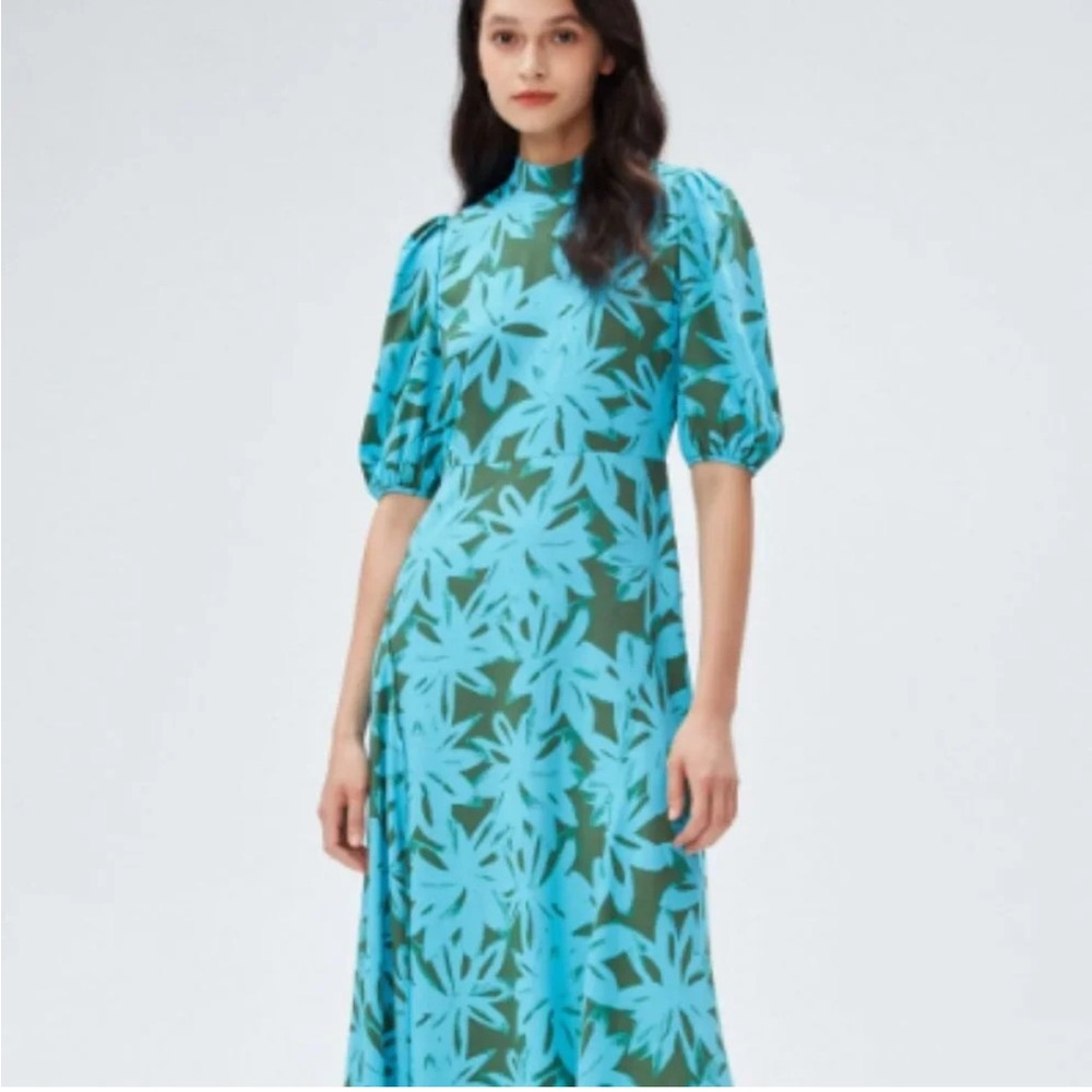 Diane Von Furstenberg Nella Dress Blue 12 Large